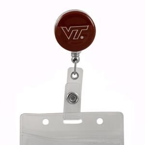 Virginia Tech Hokies Maroon "VT" Retractable Work ID Badge Reel Holder. NCAA